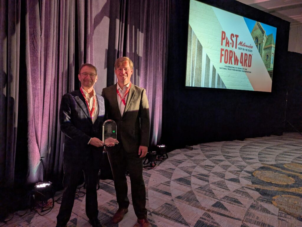Chris Kenney and Aaron Bell accept the Richard H. Driehaus Foundation National Preservation Award